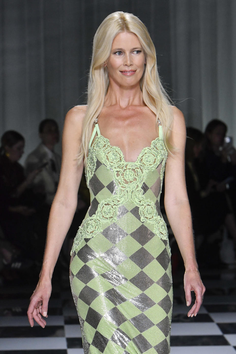 Claudia Schiffer walking in Versace show