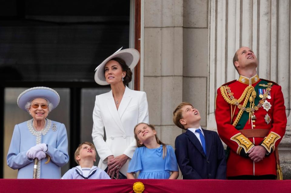 The British royal family at Queen Elizabeth II’s Platinum Jubilee - Credit: AP