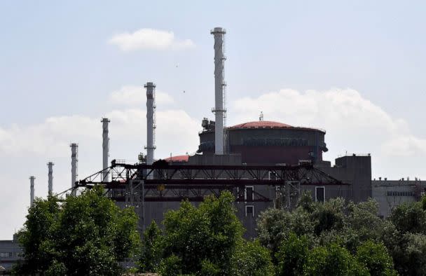 PHOTO: A view of the Russian-controlled Zaporizhzhia nuclear power plant in southern Ukraine on June 15, 2023. (Olga Maltseva/AFP via Getty Images)