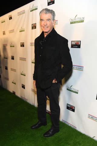 <p>Alberto E. Rodriguez/Getty</p> Pierce Brosnan smiles at the US-Ireland Alliance's 18th annual Oscar Wilde Awards