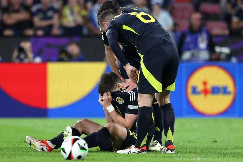 Kieran Tierney suffers a devastating injury during Scotland vs Switzerland at Euro 2024