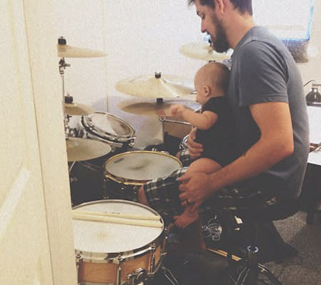 <div class="caption-credit"> Photo by: Becka Robinson</div><b>Share a Hobby <br></b> My husband is a drummer so he's been spending time in our drum room with our son teaching him the basics. What kid doesn't love to bang on things that make noise right?