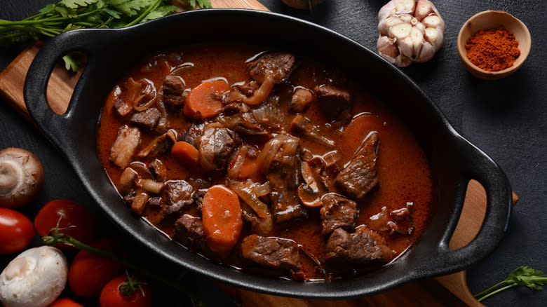 beef stew in large pot