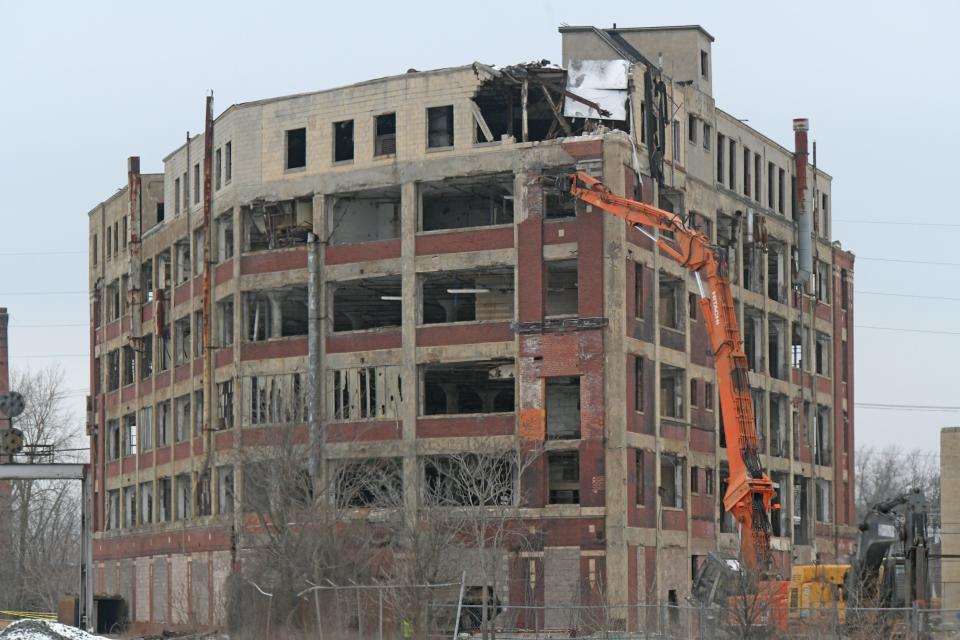 The structural demolition of the Westinghouse building was completed on East Fifth Street.