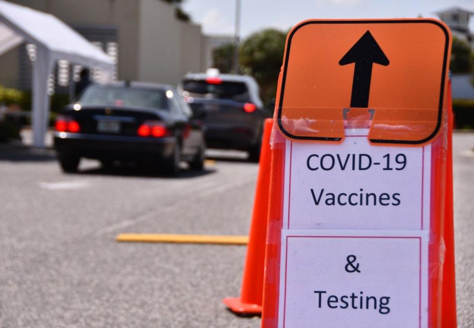 Signs direct people to the COVID-19 vaccination  and testing facilities at Florida Department of Health complex at 2555 Judge Fran Jamieson Way in Viera.