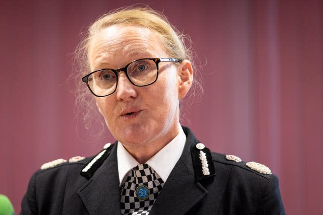 erseyside Police Chief Constable Serena Kennedy speaking to the media at Southport community fire centre