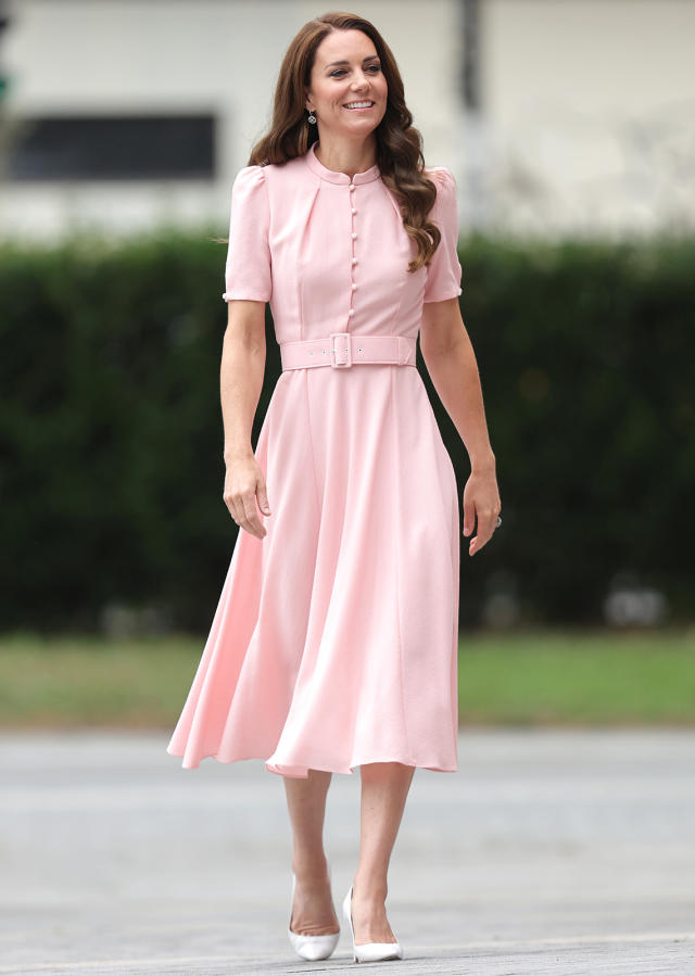 Kate Middleton RIXO Izzy pink marble zebra – What Kate Wore