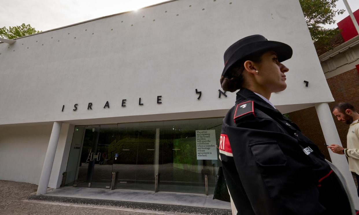 <span>The closed Israeli national pavilion at the Venice Biennale in Italy.</span><span>Photograph: David Levene/The Guardian</span>