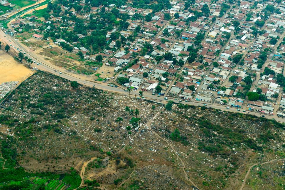 An aerial view of Brazzaville in the Republic of the Congo.