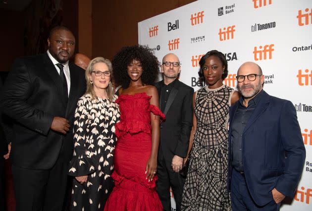 Nonso Anozie, Meryl Streep, Jessica Allain, Steven Soderbergh, Nikki Amuka-Bird and Scott Z. Burns at the premiere of “The Laundromat” in 2019. (Photo: Emma McIntyre via Getty Images)