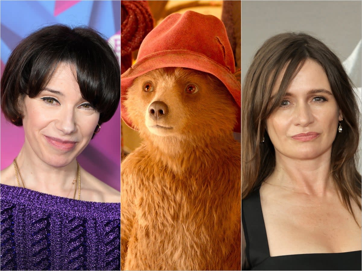 (From left) Sally Hawkins, Paddington Bear and Emily Mortimer (Getty Images/Warner Bros)