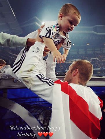 <p>Denis Doyle/Getty Images</p> David Beckham and son Cruz Beckham