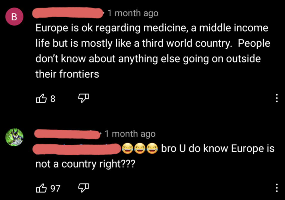 person who thinks europe is a country