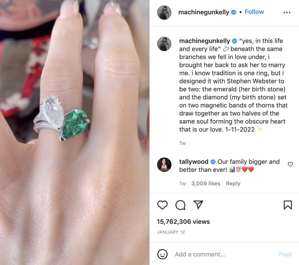 Megan Fox wears her engagement ring from Machine Gun Kelly.