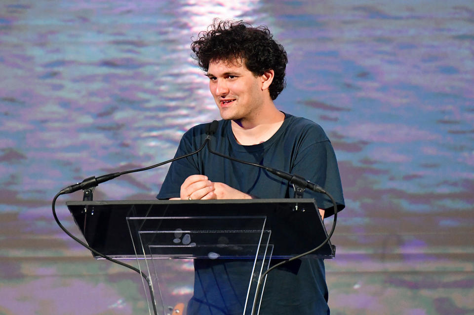 NEW YORK, NEW YORK - JUNE 23: Sam Bankman-Fried speaks onstage during the first annual Moonlight Gala benefitting CARE - Children With Special Needs - hosted by Michael Cayre, Roy Nachum and MegaMoon Museum at Casa Cipriani on June 23, 2022 in New York City. (Photo by Craig Barritt/Getty Images for CARE For Special Children )