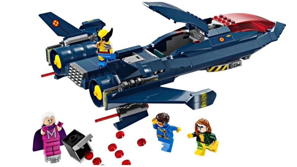 The X-Men '97 X-jet LEGO set with minifigures.
