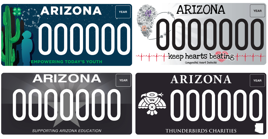 Four new specialty license plates were announced by the Arizona Department of Transportation