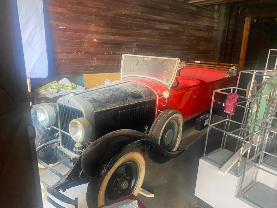 A 1927 Cadillac once used in Glacier National Park, now owned by Sam Ezell and kept in a Roxboro garage.
