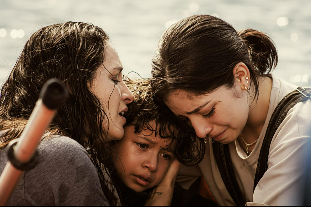 From left, Fernanda Urrejola as Ines, Carlos Solórzano as Tommy and Venus Ariel as Audrey, in the action film, THE BLACK DEMON, The Avenue release. (The Avenue)