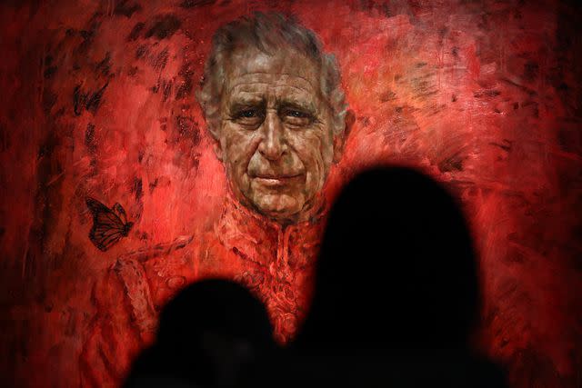 <p>HENRY NICHOLLS/AFP via Getty </p> Visitors view King Charles' portrait by Jonathan Yeo at the Philip Mould Gallery in London on May 16, 2024.