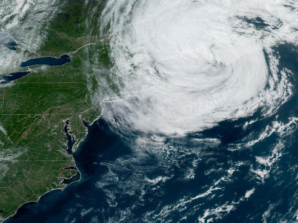 Post-Tropical Cyclone Lee is seen in a satellite image at 2:26 p.m. EDT on Sept. 16, 2023. / Credit: NOAA/NESDIS/STAR GOES-East