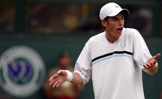 Andy Murray disputes a point during his match against David Nalbandian in 2005