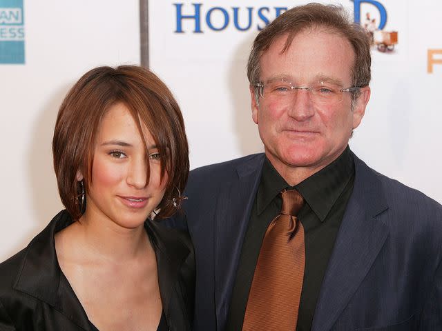<p>Matthew Peyton/Getty</p> Robin Williams and his daughter Zelda Williams arrive at the screening of "House Of D" during the 2004 Tribeca Film Festival May 7, 2004.