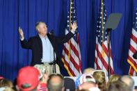 U.S. Sen. Lindsey Graham of South Carolina speaks ahead of an appearance by Vice President Mike Pence at a campaign rally on Tuesday, Oct. 27, 2020, in Greenville, S.C. (AP Photo/Meg Kinnard)