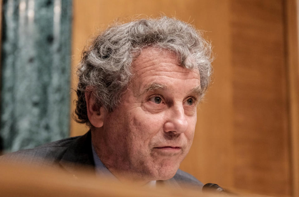 Sen. Sherrod Brown, D-Ohio, at the Capitol on June 13, 2023. (Michael A. McCoy / Getty Images file)