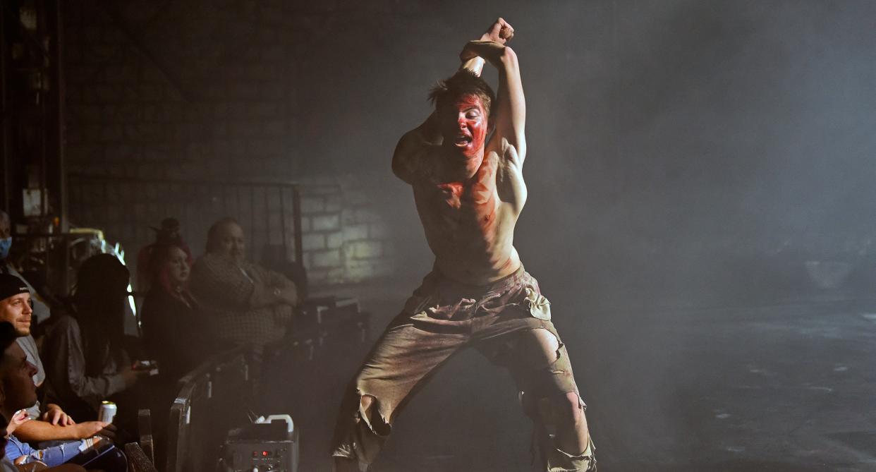 A contortionist performs in Cirque Italia.