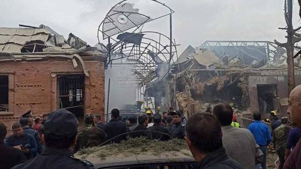 Edificios destruidos en Ganyá