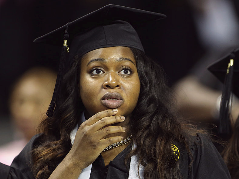 college graduate worried surprised