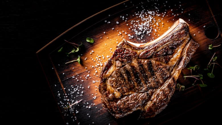 Grilled bone-in ribeye steak