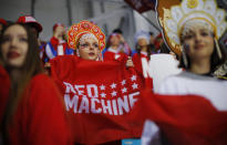 Fans are pictured prior to the game. REUTERS/Brian Snyder