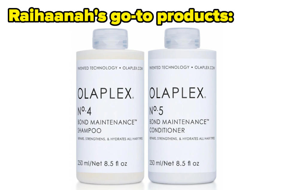 bottles of olaplex shampoo and conditioner