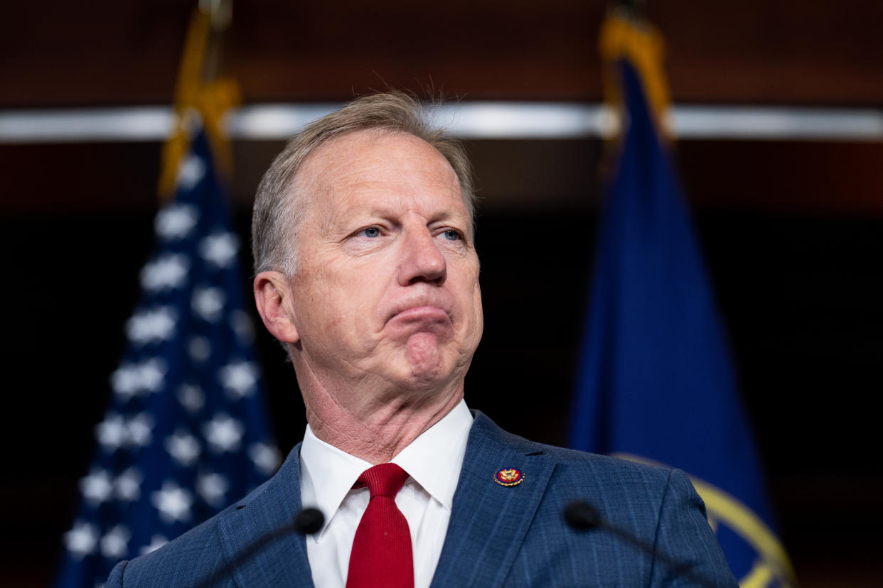 WASHINGTON - MARCH 21: Rep. Kevin Hern, R-Okla., speaks during the Republican Study Committee news conference to unveil their FY2025 budget proposal in the U.S. Capitol on Thursday, March 21, 2024. (Bill Clark/CQ-Roll Call, Inc via Getty Images)