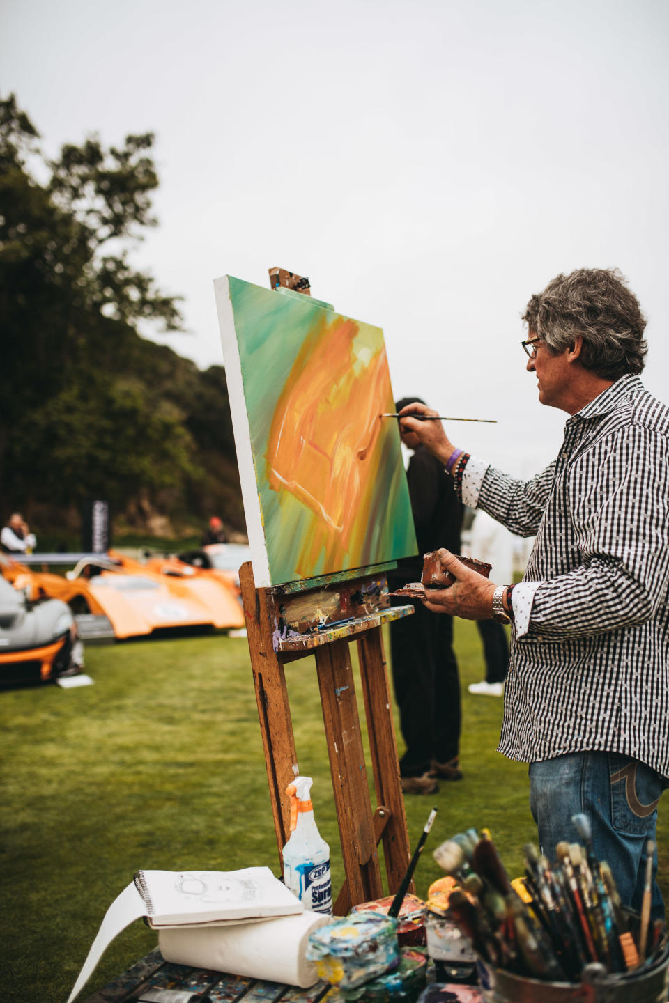 <p>Yes, even the art is car-themed. Fast brushstrokes lend themselves nicely to McLaren's Can-Am racers. </p>