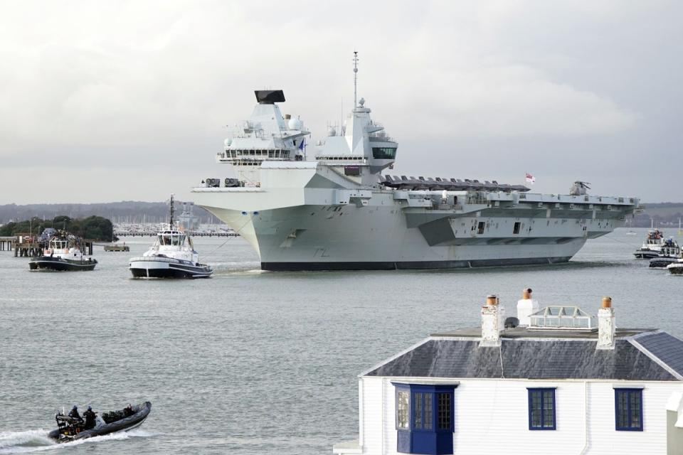 HMS Queen Elizabeth was supposed to lead the largest Nato exercise since the Cold War (PA)