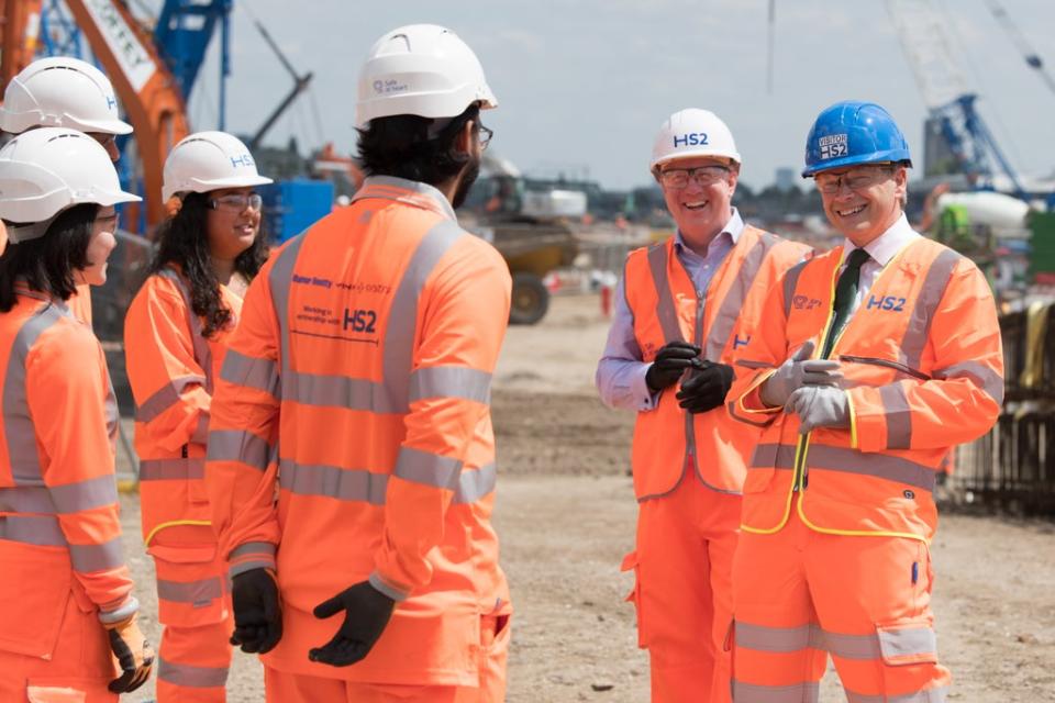 Transport Secretary Grant Shapps (far right) added to growing speculation over the future of the eastern leg of HS2 (Stefan Rousseau/PA) (PA Wire)