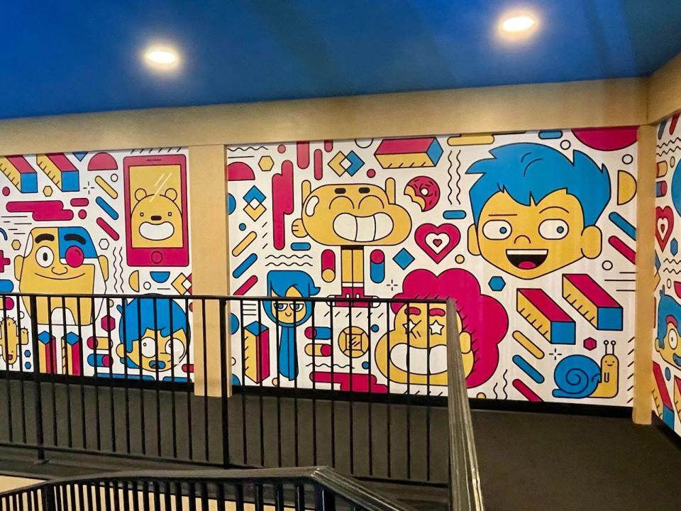 wall of animated cartoon network characters at pennsylvania hotel