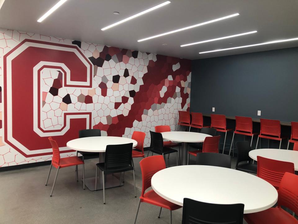 The "Centennial Cafe" area is among many places for students to study, eat and socialize inside the new Centennial High School, 2525 Mountview Dr.