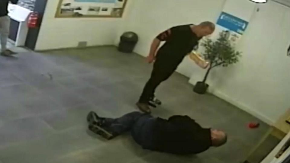 CCTV captured the moment John Burke was attacked by Troy Makell. Picture: Supreme Court of Victoria/ Victoria Police.