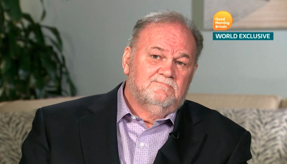 Thomas Markle is apparently desperate to ‘hold his grandchild’ when his daughter, Meghan Markle, gives birth. Photo: Good Morning Britain