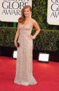 Golden Globes 2013: Isla Fisher rocked a nude Reem Acra gown © Getty