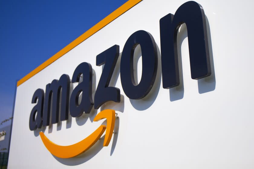 FILE - The Amazon logo is seen in Douai, northern France, April 16, 2020. In August 2022, Amazon has said it will spend billions of dollars in two gigantic acquisitions that, if approved, will broaden its ever growing presence in the lives of consumers. This time, the company is targeting two areas: health care and the &quot;smart home.&quot; (AP Photo/Michel Spingler, File)