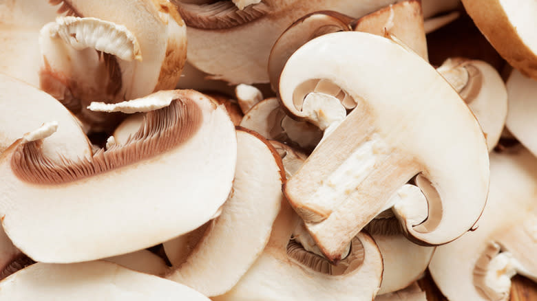 sliced mushrooms close up