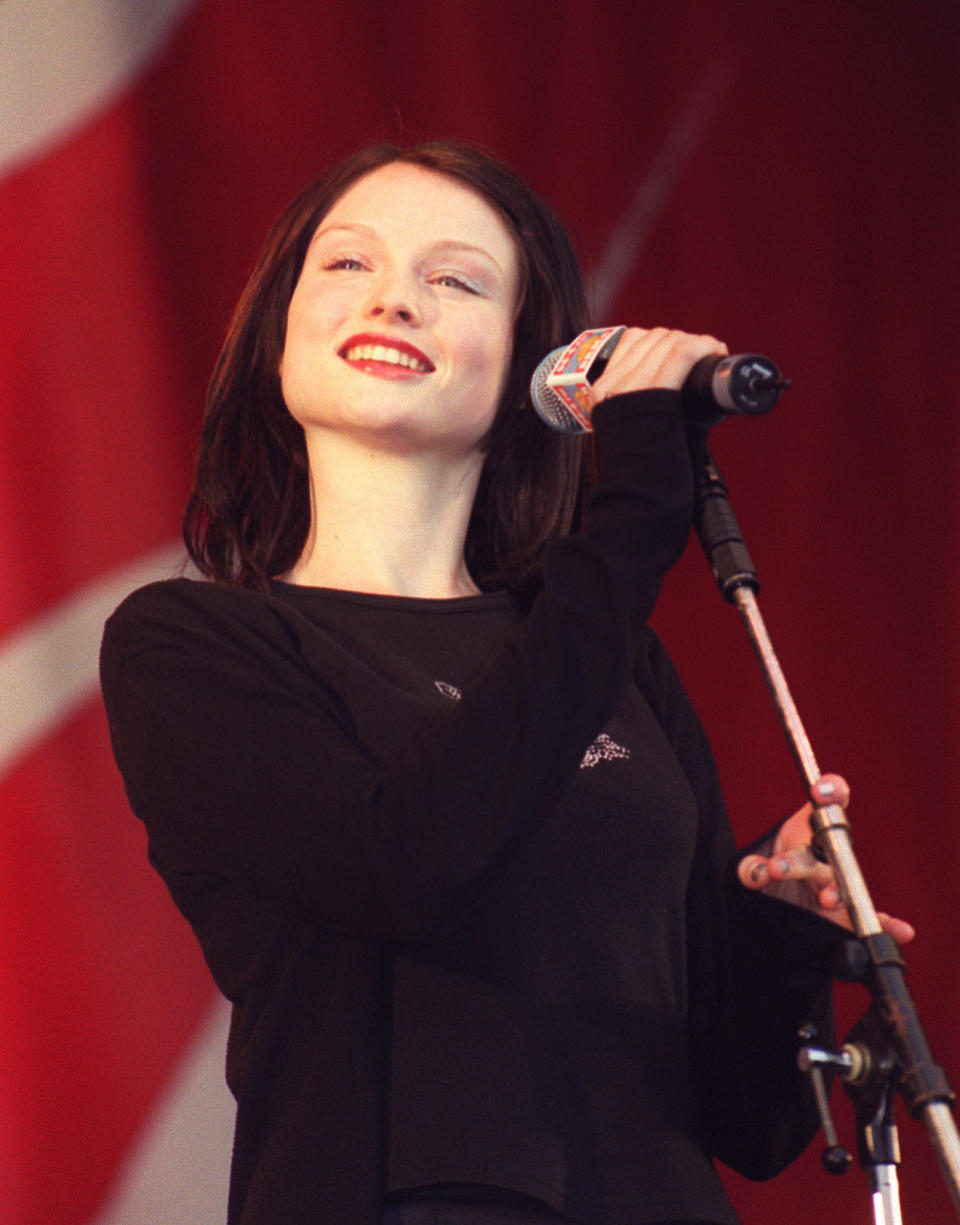 Singer Sophie Ellis Bextor, performing with Spiller on stage at the BRMB Party in the Park at the Alexander Stadium, Birmingham.  * 9/12/2000: Pop sensations Westlife are hoping to pick up the Record Of The Year title for the second consecutive time as the nation chooses its favourite song with a massive phone poll.  The group features on a shortlist of 10 acts - including Robbie Williams and All Saints - who are up for the title which is now in its third year.   (Photo by James Arnold - PA Images/PA Images via Getty Images)