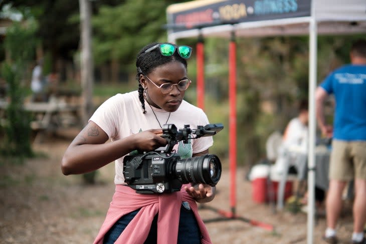 <span class="article__caption">Emerging talent: Marie-Louise Nkashama on a shoot in Austin for the American Alpine Club.</span> (Photo: Alben Osaki)