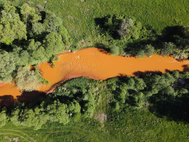 Slovak river turns orange from contamination