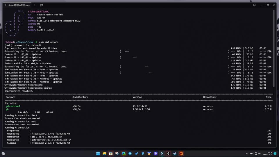 Fedora Remix on WSL